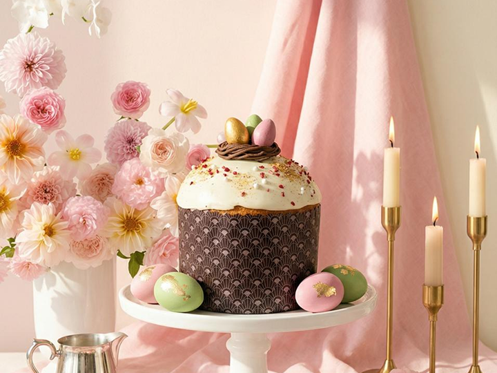 Кулич сдобный с шоколадно-ореховой начинкой