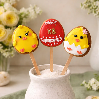 Печенье ванильное с сахарно-белковой глазурью Пасхальный топпер за 1 шт